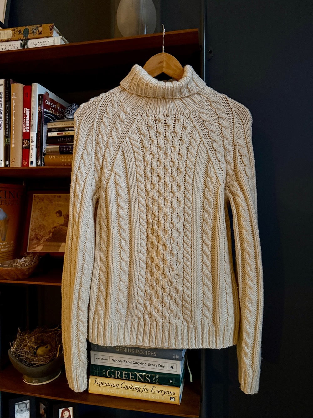 Vintage J. Crew Cream Cable Knit Turtleneck Merino Sweater